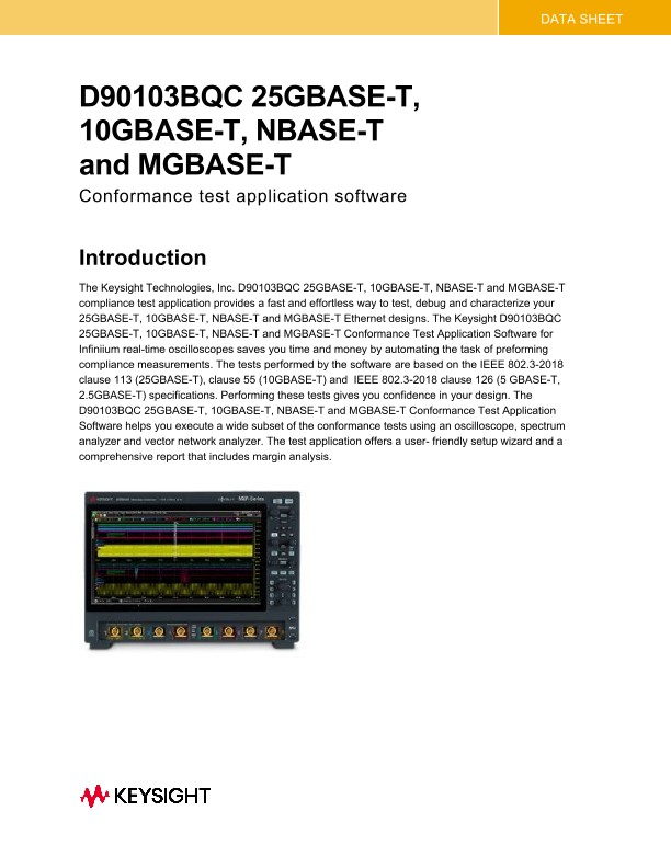 D90103BQC 25GBASE-T, 10GBASE-T, NBASE-T and MGBASE-T | Keysight